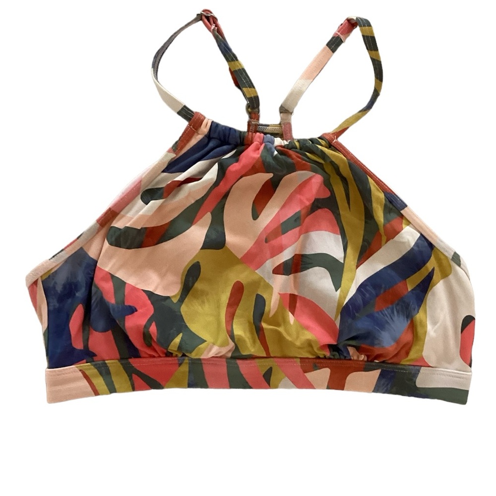 Title Nine Namaka swim top high neck pink coral caged back size Medium
